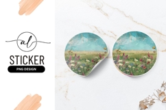 Watercolor Wildflower Meadow Round Sticker Png Product Image 1