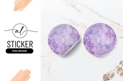 Lavender Floral Round Sticker Png Watercolor Background Product Image 1