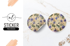 Vintage Floral Design Round Sticker Png Image Product Image 1