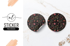 Romantic Hearts And Floral Vine Round Sticker Png Product Image 1