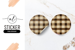 Brown Beige Plaid Pattern Round Sticker Png Product Image 1