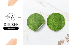 Green Heart Pattern Round Sticker Png Background Product Image 1