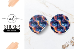 Abstract Wavy Blue Orange Round Sticker Png Product Image 1