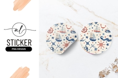 Nautical Vessels And Stars Round Sticker Png Product Image 1