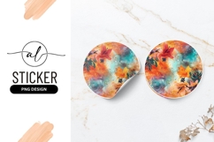 Floral Watercolor Circular Design Round Sticker Png Product Image 1