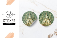 Floral Teepee Illustration Round Sticker Png Product Image 1
