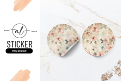 Vintage Floral Arrangement For Round Sticker Png Design Product Image 1