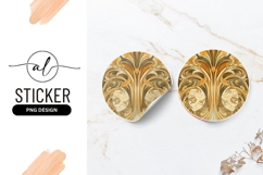 Art Nouveau Decorative Floral Design Round Sticker Png Product Image 1