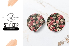 Floral Pattern Round Sticker Png Dark Background Product Image 1