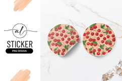 Cherry Pattern Background For Round Sticker Png Product Image 1