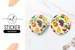 Fresh Watercolor Fruits Round Sticker Png Illustration Product Image 1