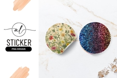 Colorful Glitter Texture Round Sticker Png Product Image 1