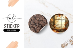 Autumn Window Round Sticker Png Design Product Image 1