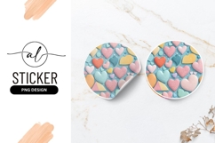 Pastel Colored Hearts Design Round Sticker Png Product Image 1