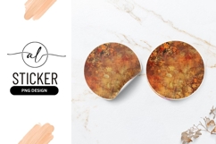Autumnal Floral Grunge Round Sticker Png Texture Product Image 1