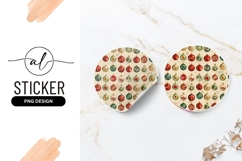 Christmas Ornament Pattern Round Sticker Png Design Product Image 1
