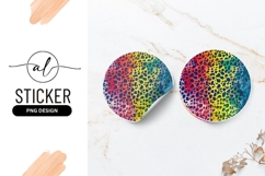 Rainbow Leopard Pattern Abstract Round Sticker Png Product Image 1