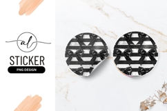 Black Bows Pattern On Striped Background Round Sticker Png Product Image 1