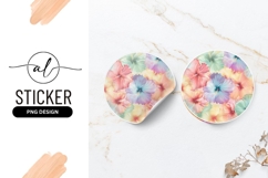 Colorful Hibiscus Flowers Round Sticker Png Product Image 1
