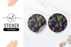 Purple Grapes With Green Leaves Round Sticker Png Product Image 1