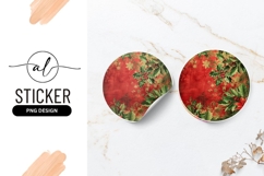Festive Christmas Floral Round Sticker Png Product Image 1