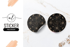 Celestial Black Background Gold Stars And Moon Pattern Product Image 1