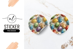 Colorful Easter Eggs Abstract Painting Round Sticker Png Product Image 1