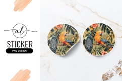 Colorful Parrots With Tropical Flowers And Leaves Product Image 1