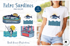 Retro Sardines Sublimation Clipart | Summer Sublimation PNG Product Image 1