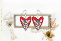 Heart Shaped Cat Earrings Laser Cut SVG Product Image 4