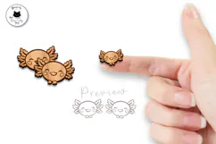 Kawaii Axolotl Stud Earrings | Animal Laser Cut SVG Product Image 3