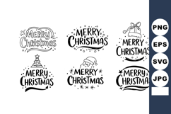 Merry Christmas hand drawn lettering set with holiday icons Product Image 1