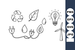 Eco friendly energy symbols with light bulb wind turbine and Product Image 1