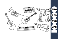 Various musical instruments vector illustration with guitar Product Image 1