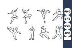 Ballet and dance figures performing various poses in outline Product Image 1