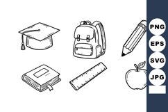 Graduation cap backpack pencil book ruler apple school suppl Product Image 1