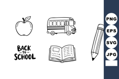 Back to school education icons with apple bus pencil book il Product Image 1
