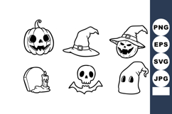 Halloween-themed black and white spooky pumpkin witch hat sk Product Image 1