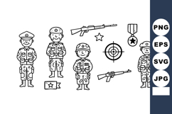 Military soldiers with rifles medals and target vector illus Product Image 1