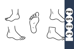 Human Foot Anatomy Line Art Vector Showing Different Foot Po Product Image 1