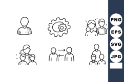 User and teamwork icons set with gear and communication symb Product Image 1
