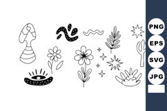 Abstract hand drawn floral and nature elements vector illust Product Image 1