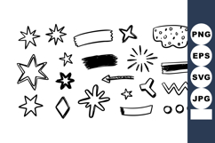 Hand Drawn Starburst and Arrow Doodle Elements Vector Illust Product Image 1