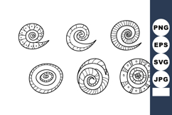 Various Spiral Shells Vector Illustration in Black and White Product Image 1