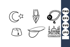 Islamic symbols crescent star mosque tulip prayer beads fez Product Image 1