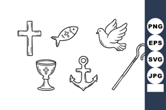 Christian religious symbols cross fish dove chalice anchor s Product Image 1