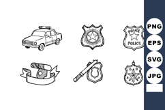 Police badges and patrol car vector set with law enforcement Product Image 1