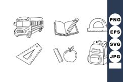 School bus notebook pencil protractor ruler apple backpack v Product Image 1
