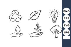 Eco Friendly Symbols Including Leaf Tree Hand Light Bulb and Product Image 1