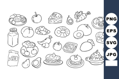 Hand Drawn Breakfast Food Items Collection Vector with Milk Product Image 1